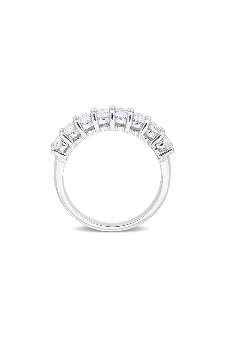 Sterling Silver Created Moissanite Oval Band Ring, Alternate, color, WHITE/ SILVER