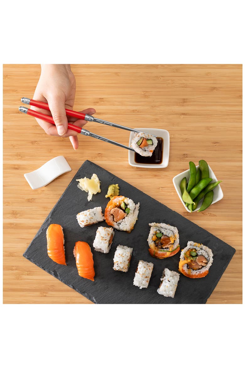8-Piece Chopsticks, Soy Sauce Bowls & Rest Set, Alternate, color, RED