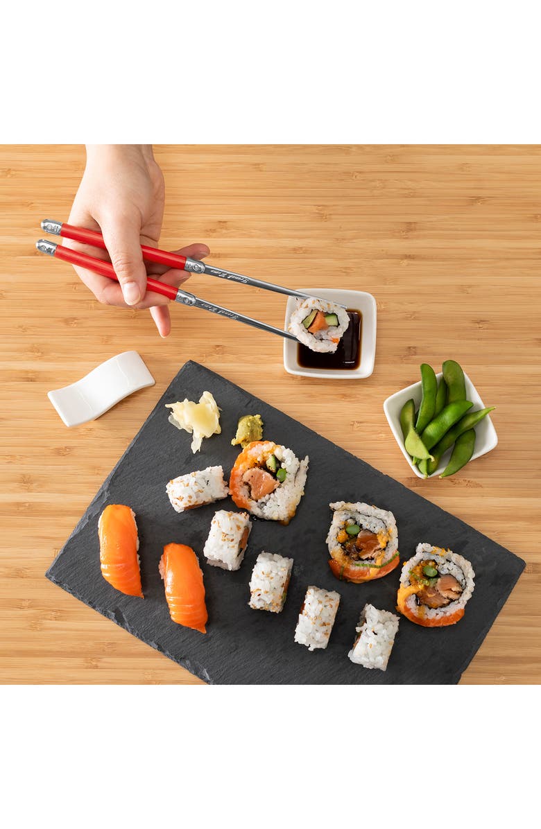 FRENCH HOME 8-Piece Chopsticks, Soy Sauce Bowls & Rest Set, Alternate, color, Red