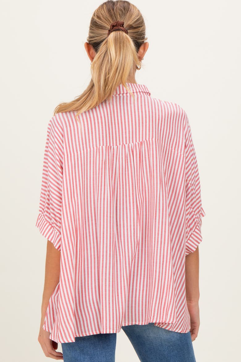 Striped Button Up Dolman Top, Alternate, color, Red