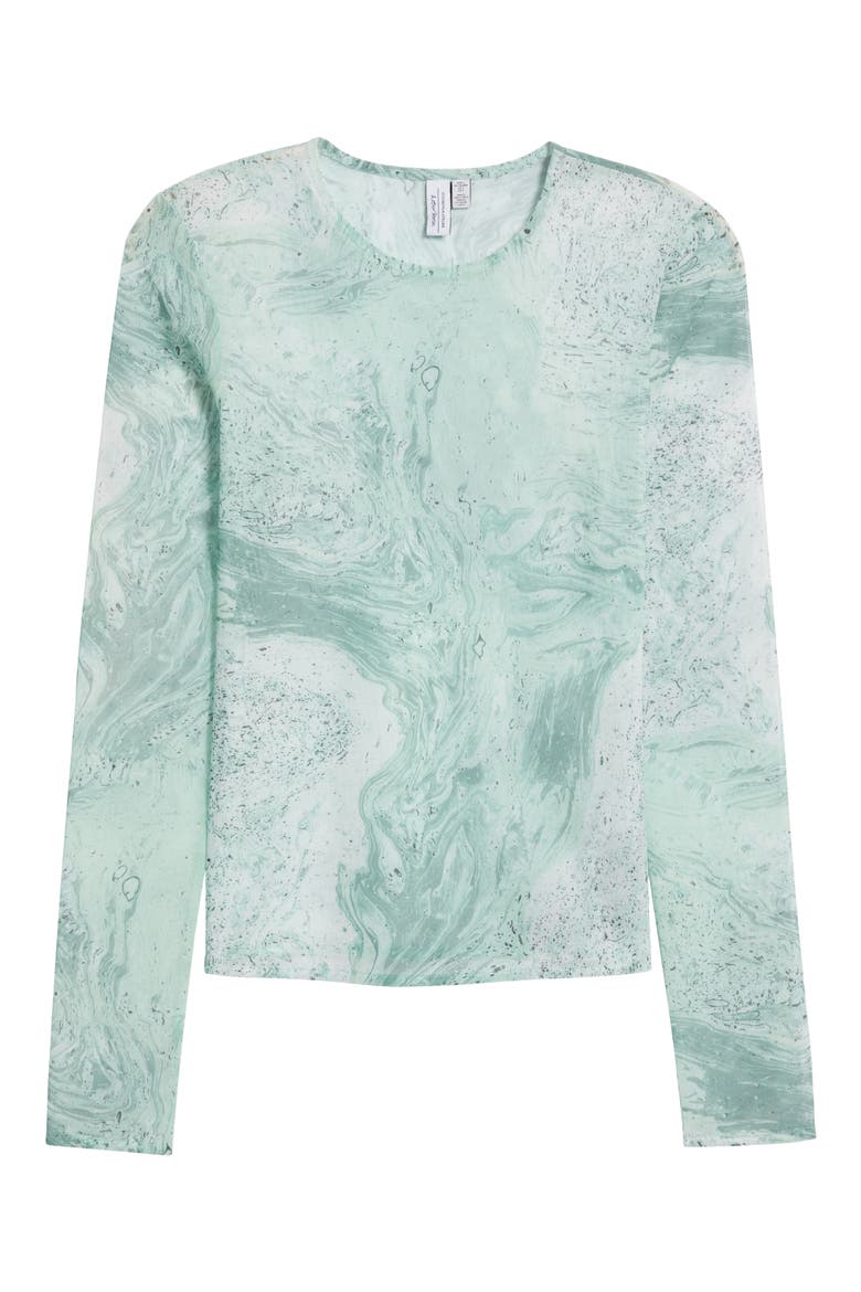 Marble Print Sheer Mesh Top, Alternate, color, GREEN MEDIUM DUSTY