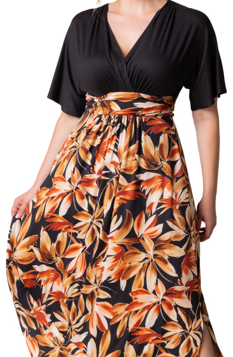 Kiyonna Havana Mixed Media Floral Maxi Dress, Alternate, color, 