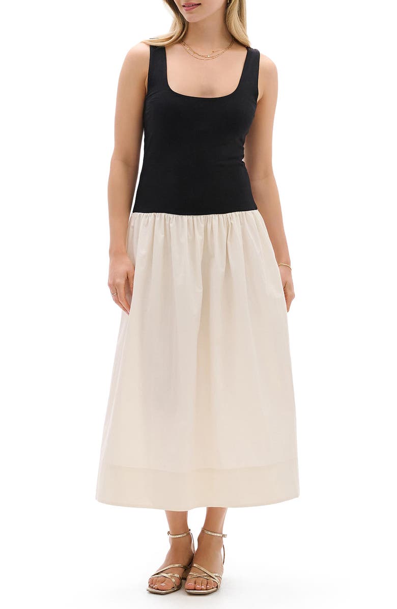 Hatley Colorblock Midi Sundress, Main, color, Black