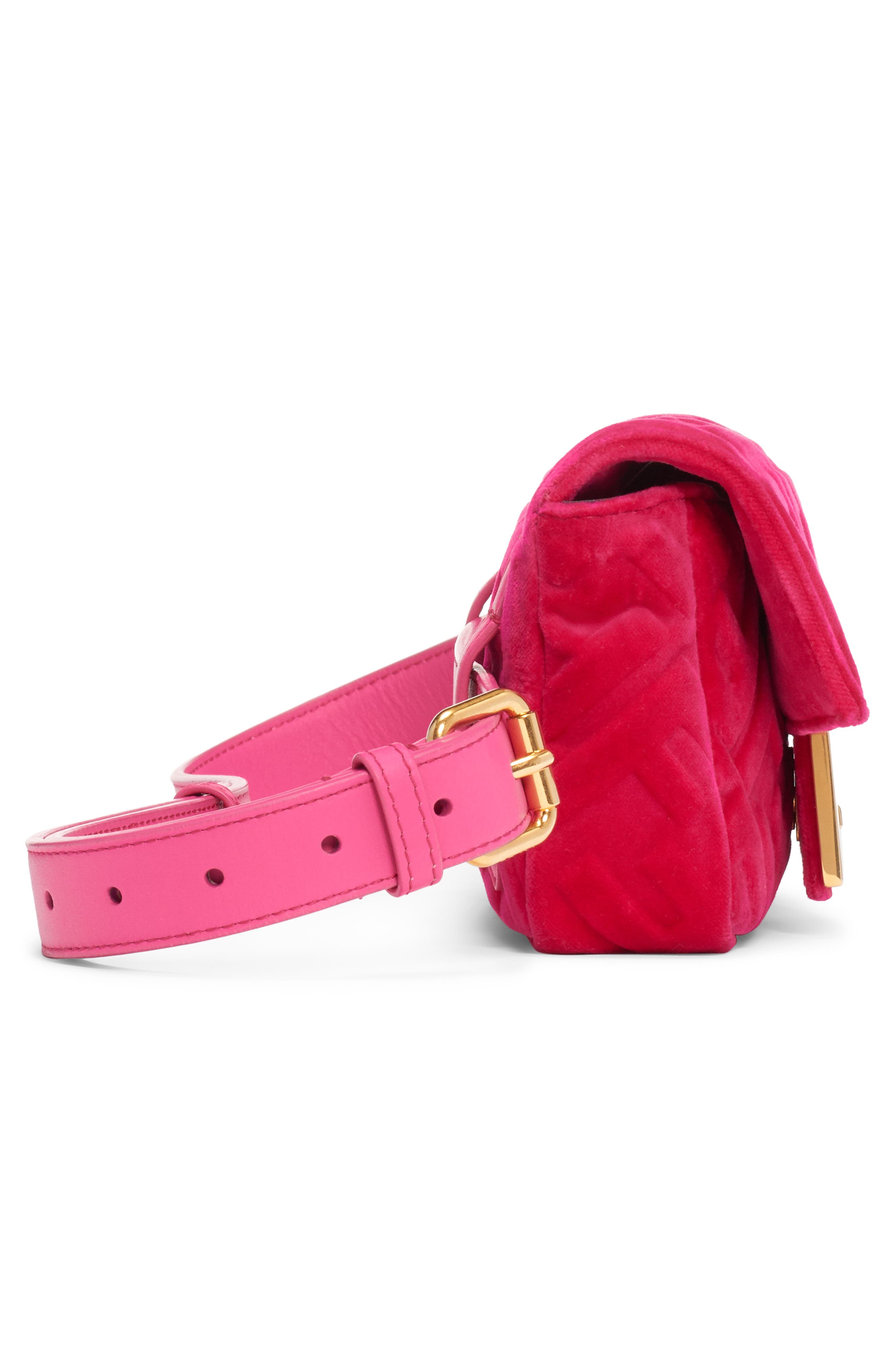 Fendi Logo Velvet Belt Bag, Alternate, color, 