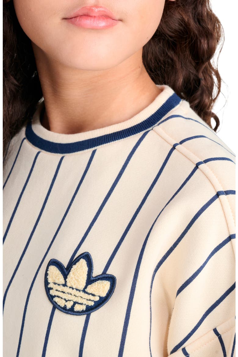 Kids' Pinstripe Crewneck Sweatshirt, Alternate, color, WHITE W/ BLUE