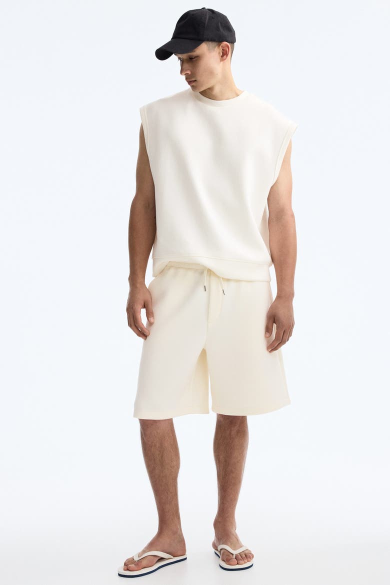 Relaxed-fit Scuba Knit Shorts, Alternate, color, Cream