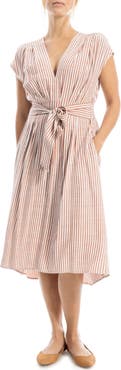 MAX STUDIO Stripe Tie Front Cotton Blend Dress