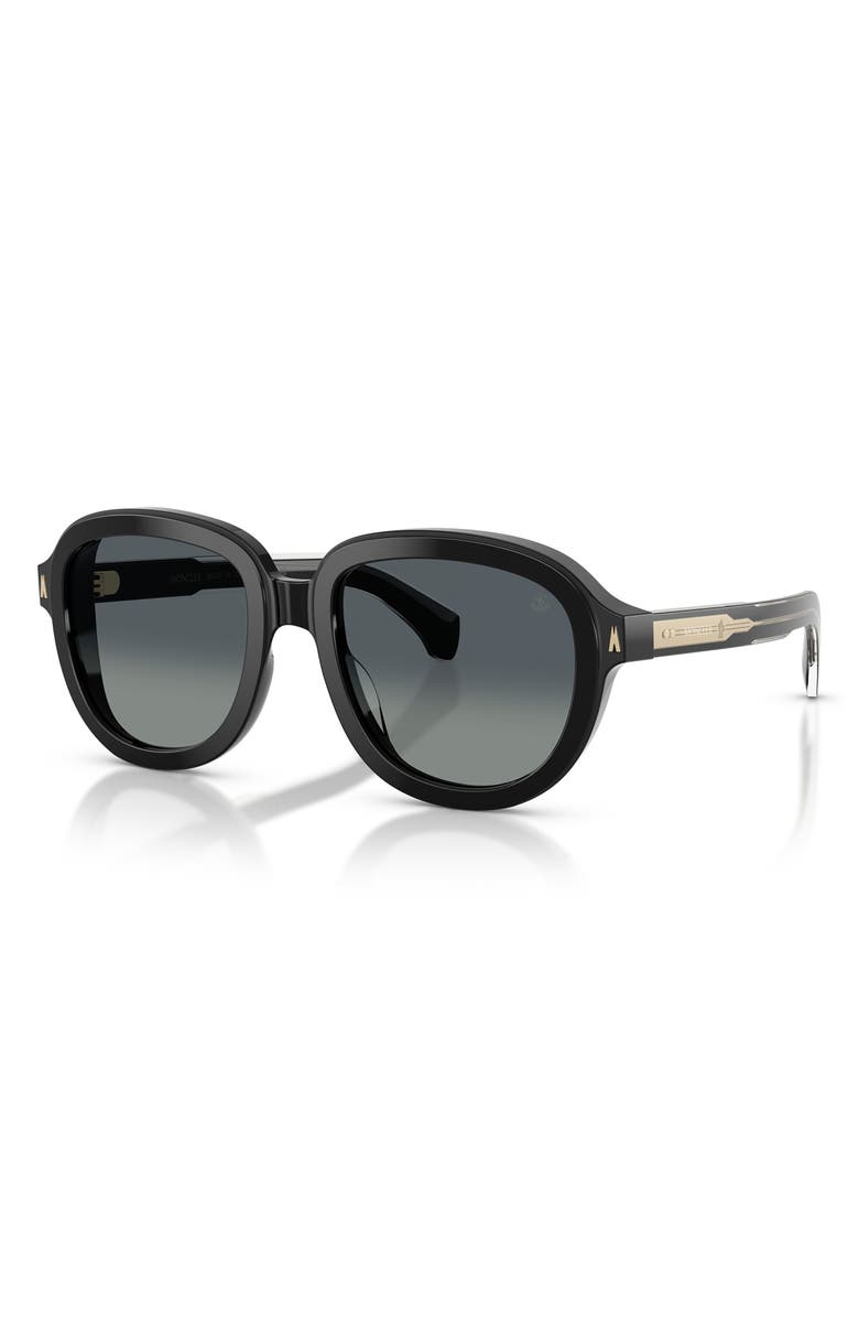 Moncler 54mm Aviator Sunglasses, Alternate, color, Shiny Black / Gradient Grey