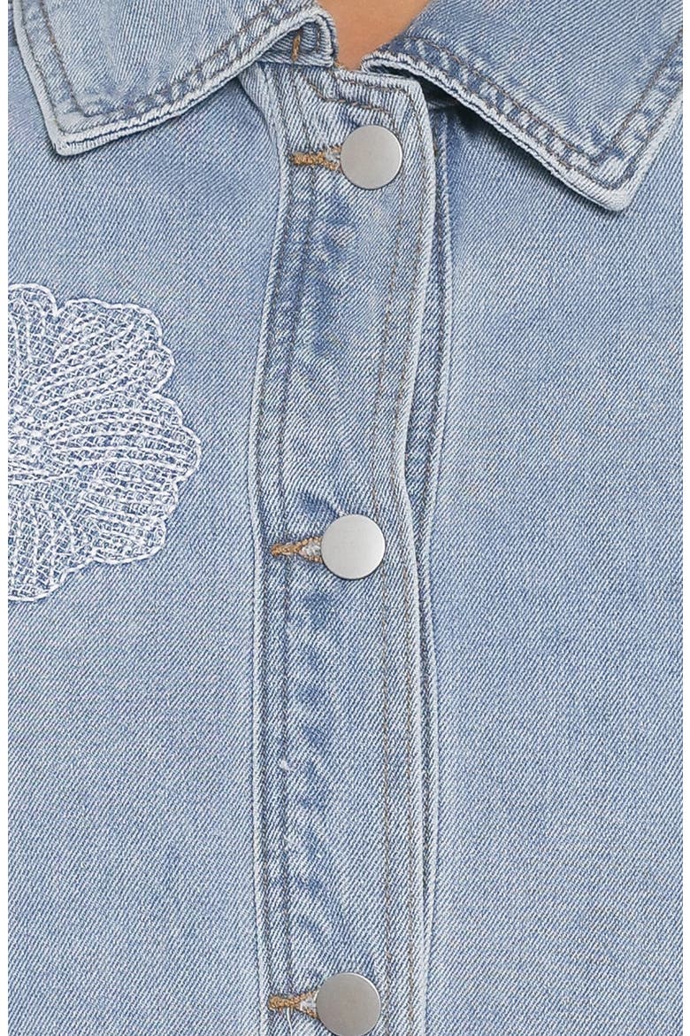 Mora Embroidered Denim Shacket, Alternate, color, LIGHT WASH