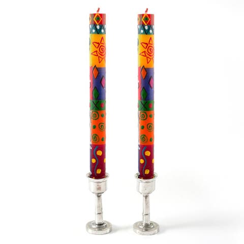 Multi Color Painted Candles - Set of 2