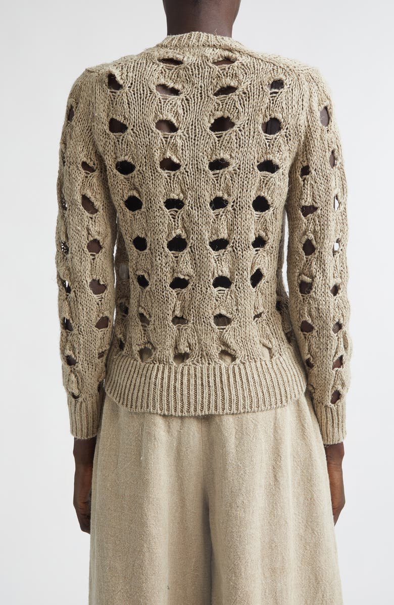 Comme des Garçons Hemp Open Stitch Cardigan, Alternate, color, Ecru