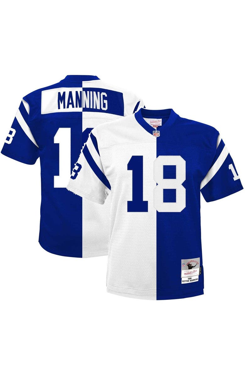 Mitchell & Ness Youth Mitchell & Ness Peyton Manning White/Royal Indianapolis Colts Split Legacy Jersey, Main, color, 