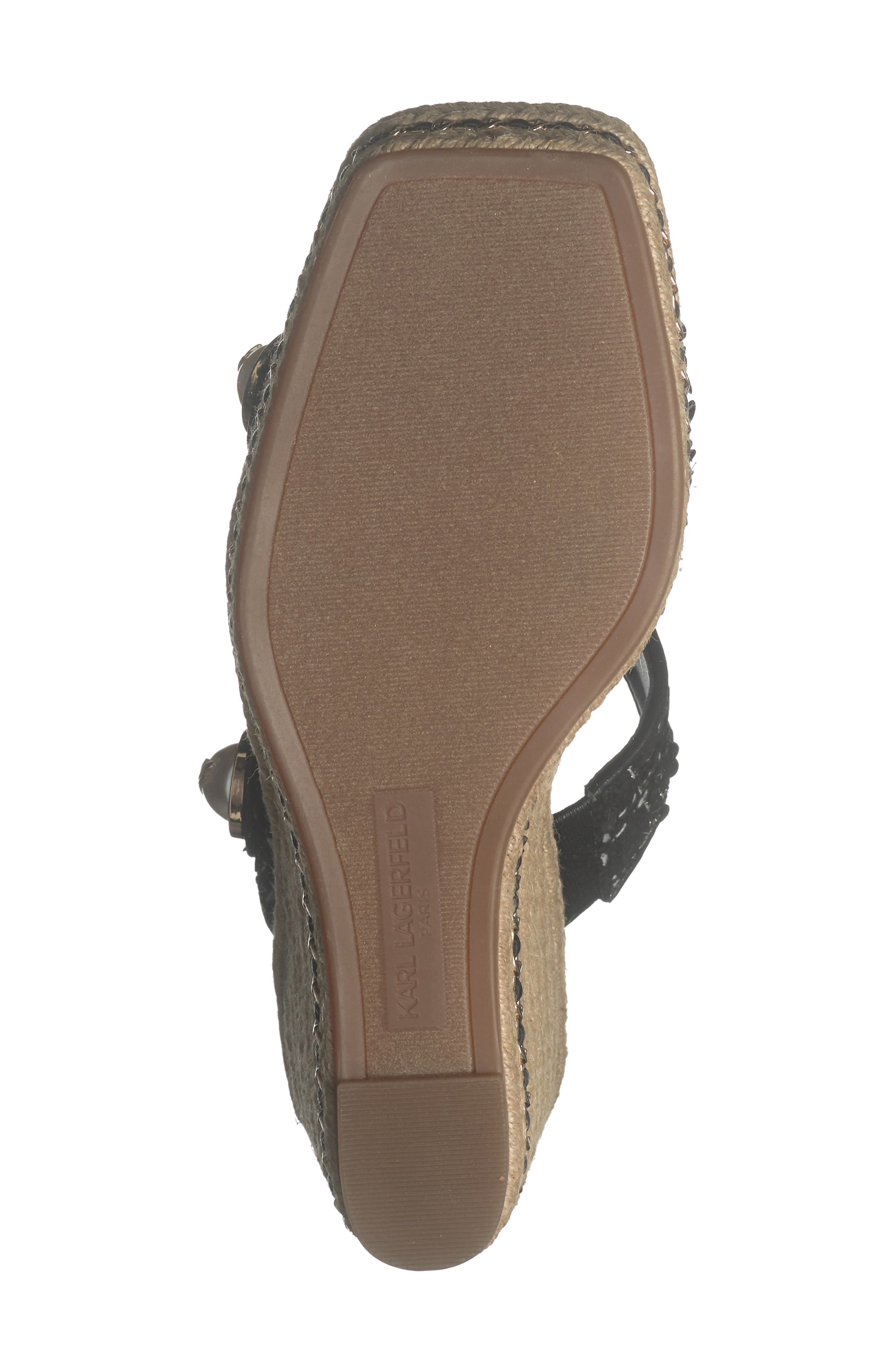 KARL LAGERFELD PARIS Carsen Espadrille Platform Wedge Sandal, Alternate, color, Black