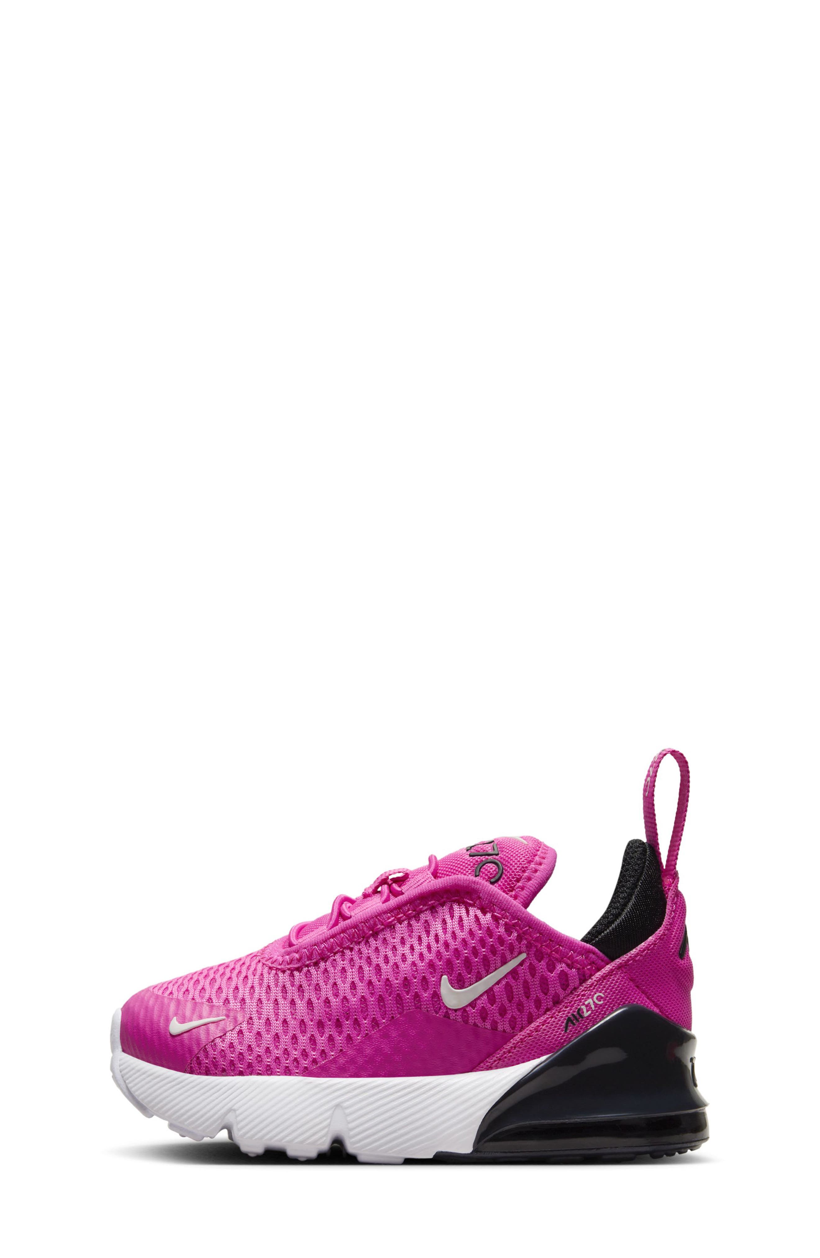 Kids' Air Max 270 Sneaker, Alternate, color, LASER FUCHSIA/ BLACK/ WHITE