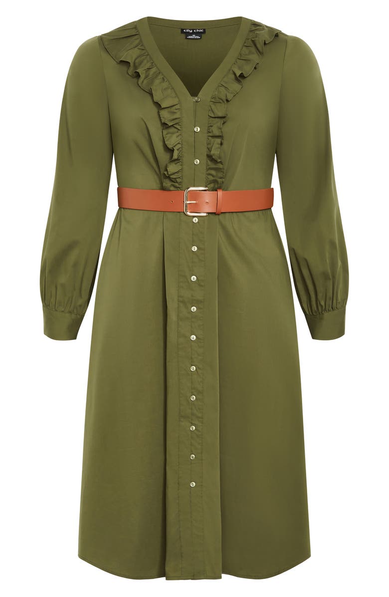 City Chic Emi Belted Midi Dress, Alternate, color, Khaki