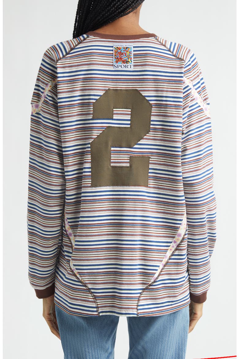 Sport Floral Stripe Raglan Sleeve T-Shirt, Alternate, color, WHITE AND BROWN STRIPES