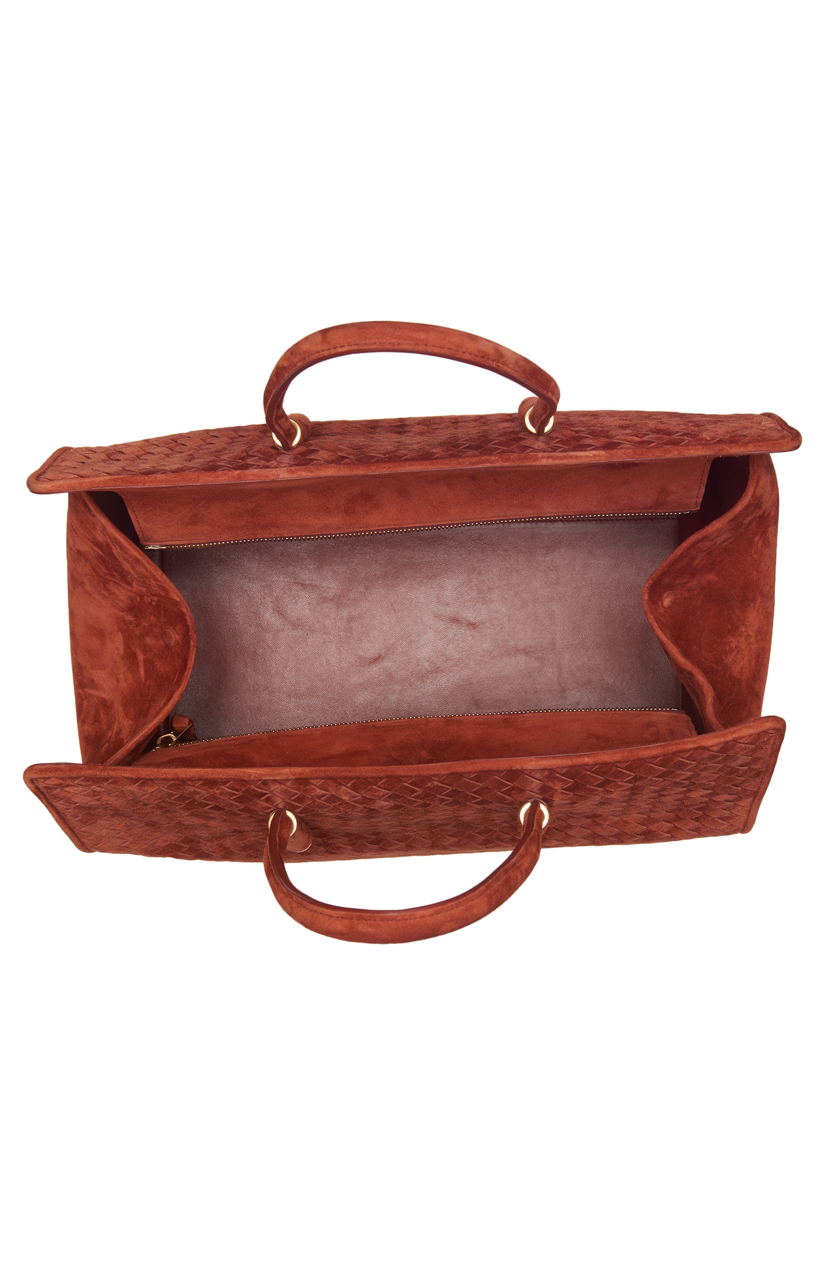 Barbara Intrecciato Suede Tote, Alternate, color, 8761 RUST-BRASS VIBRATO