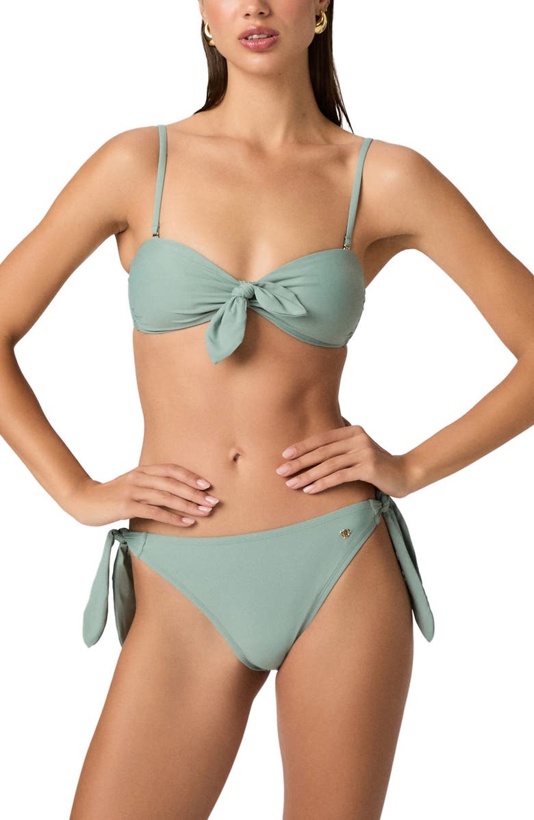 PAIGE Libby Tie Front Bandeau Bikini Top, Alternate, color, Surf