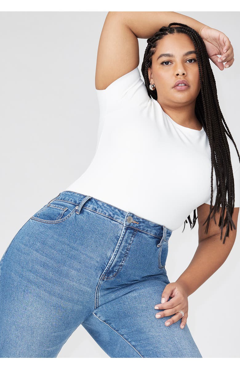 ELOQUII The Flare Leg Jean, Alternate, color, Medium Wash Denim