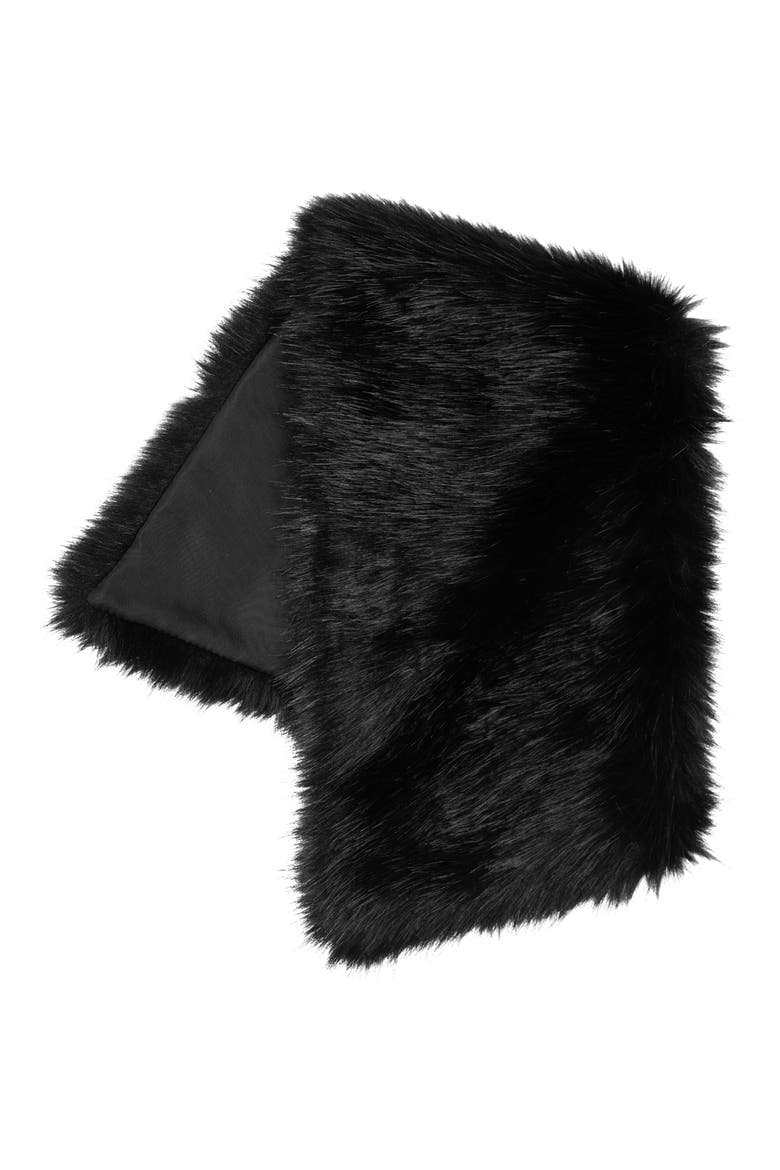 Faux Fur Scarf, Alternate, color, BLACK
