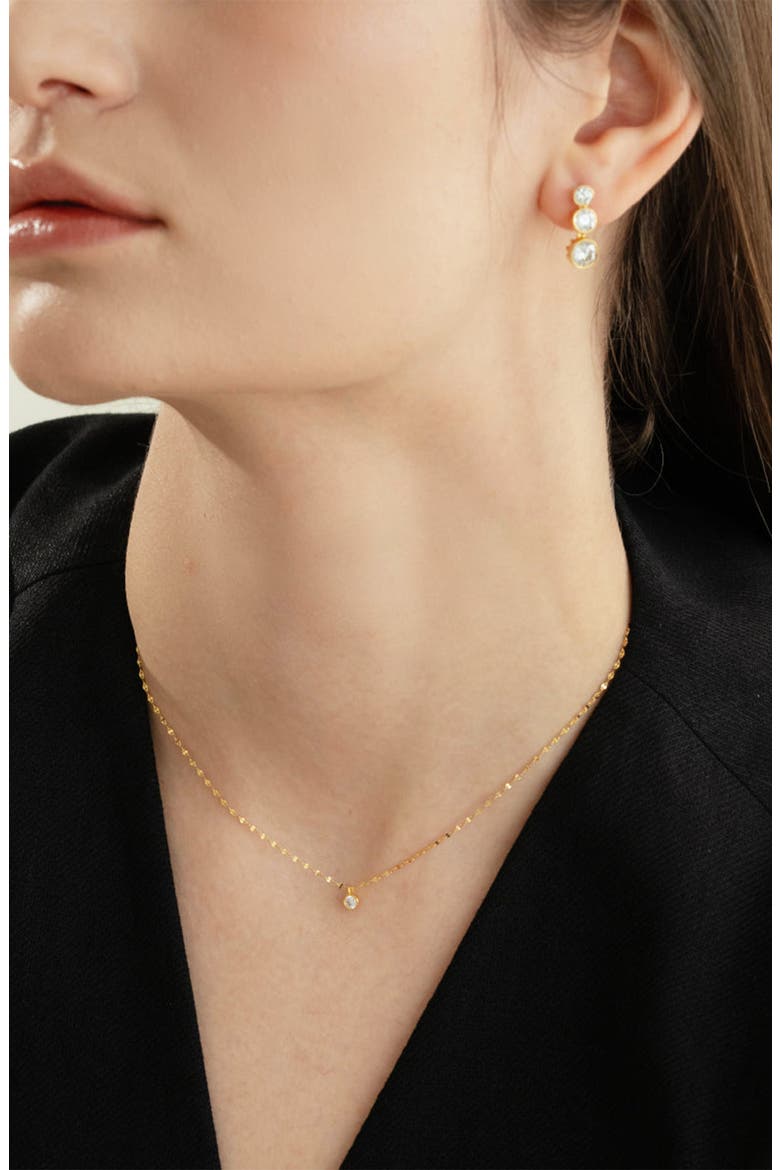 Sterling Silver 18k Gold Plated Rosie Necklace Dainty Minimalist, Alternate, color, Gold