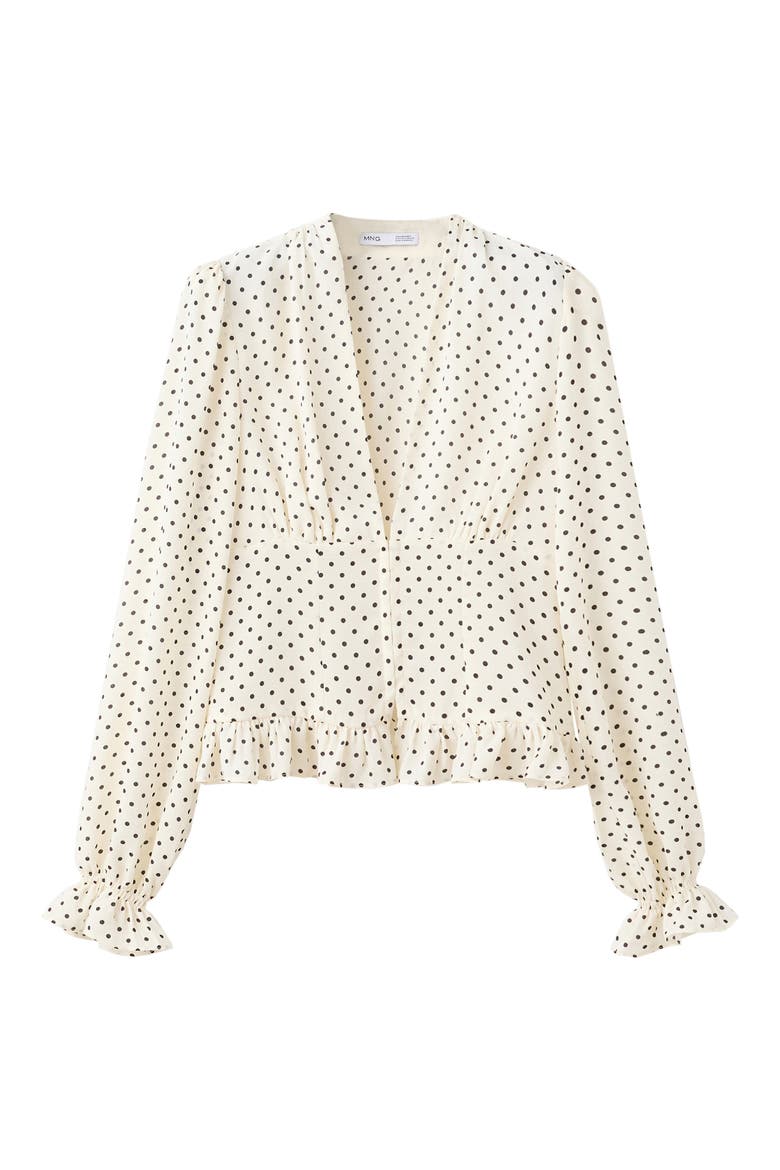 Ruffle V-Neck Top, Alternate, color, OFF WHITE