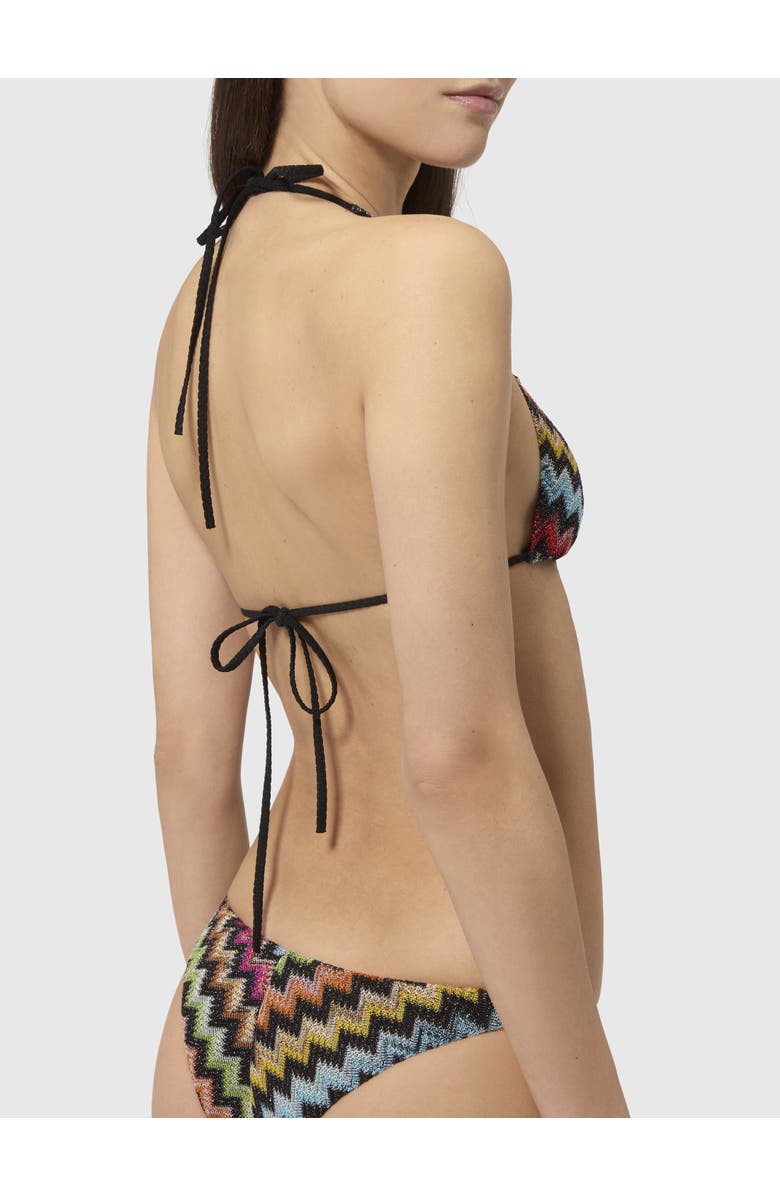 Missoni Bikini In Lamé Viscose With Micro Zigzag Pattern, Alternate, color, Black & Multicoloured