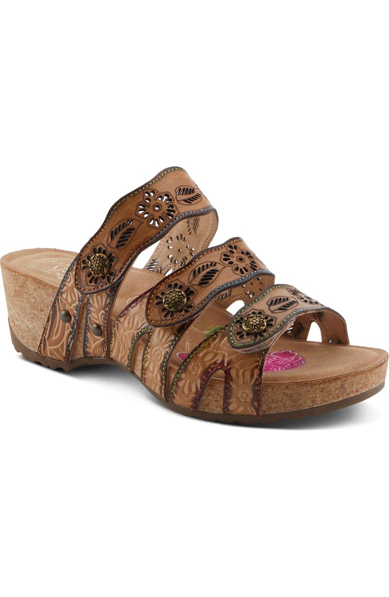 L'Artiste by Spring Step Carbone Platform Slide Sandal, Main, color, Tan Multi
