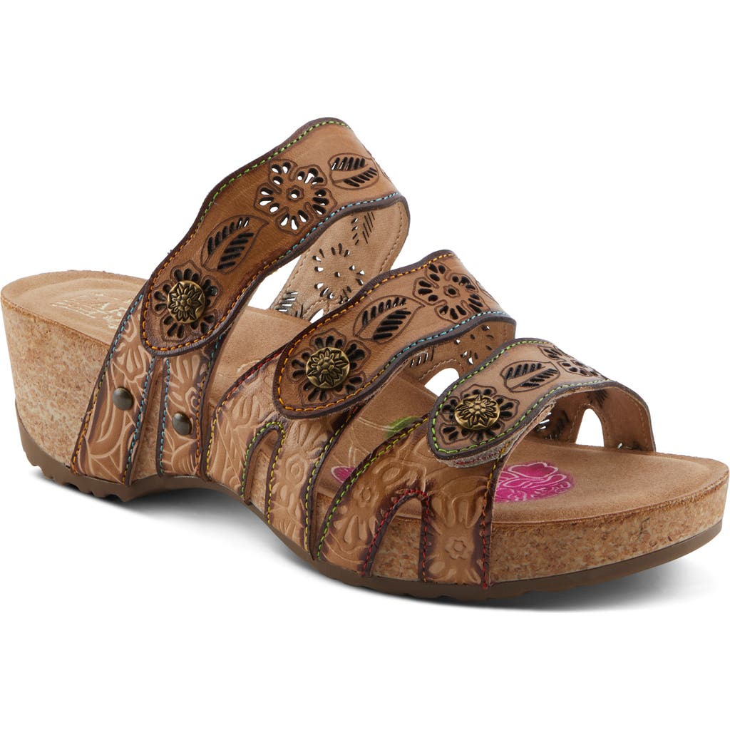 L'artiste By Spring Step Carbone Platform Slide Sandal In Tan Multi