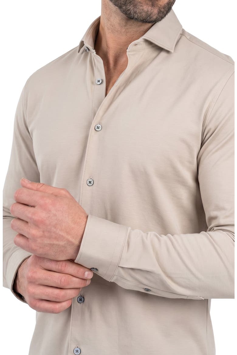 Einstein Long Sleeve Stretch Dress Shirt, Alternate, color, BEIGE