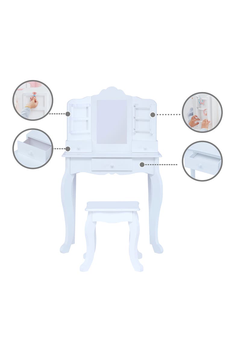 Fantasy Fields Little Princess Anna Vanity Table & Stool Set, Alternate, color, WHITE