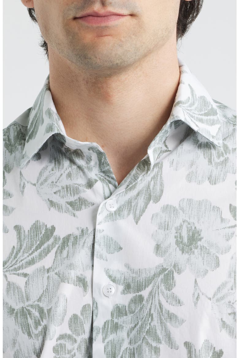 Hogan Floral Short Sleeve Button-Up Shirt, Alternate, color, LIGHT GREEN