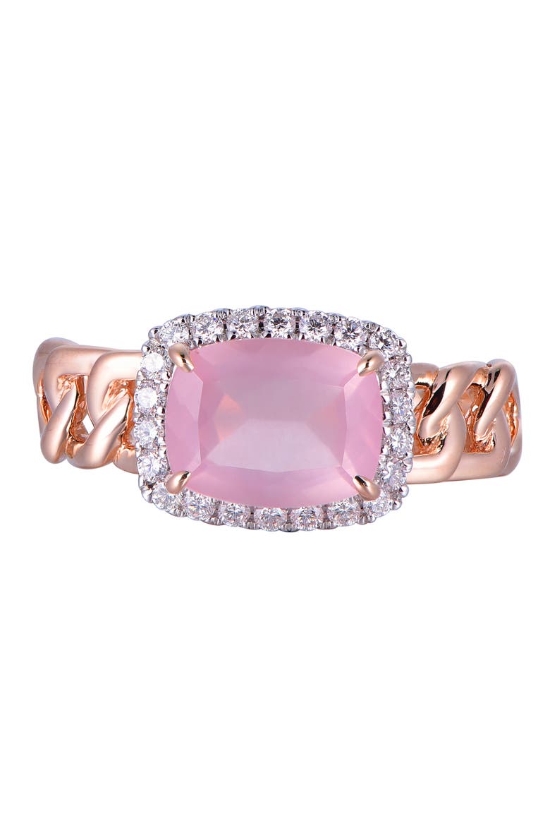 Rose Quartz Ring with Diamonds, Alternate, color, Pink