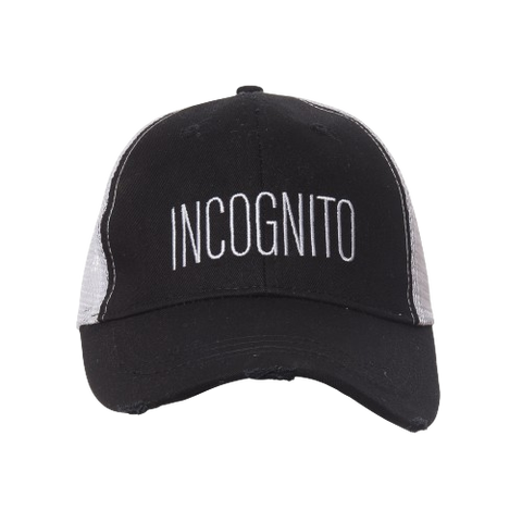 10" Gray Incognito Baseball Hat Cotton Black