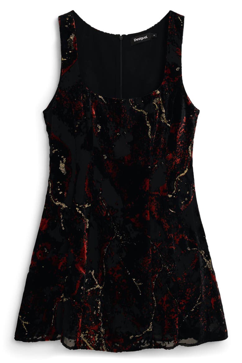 Metallic Sleeveless Velvet Dress, Main, color, BLACK