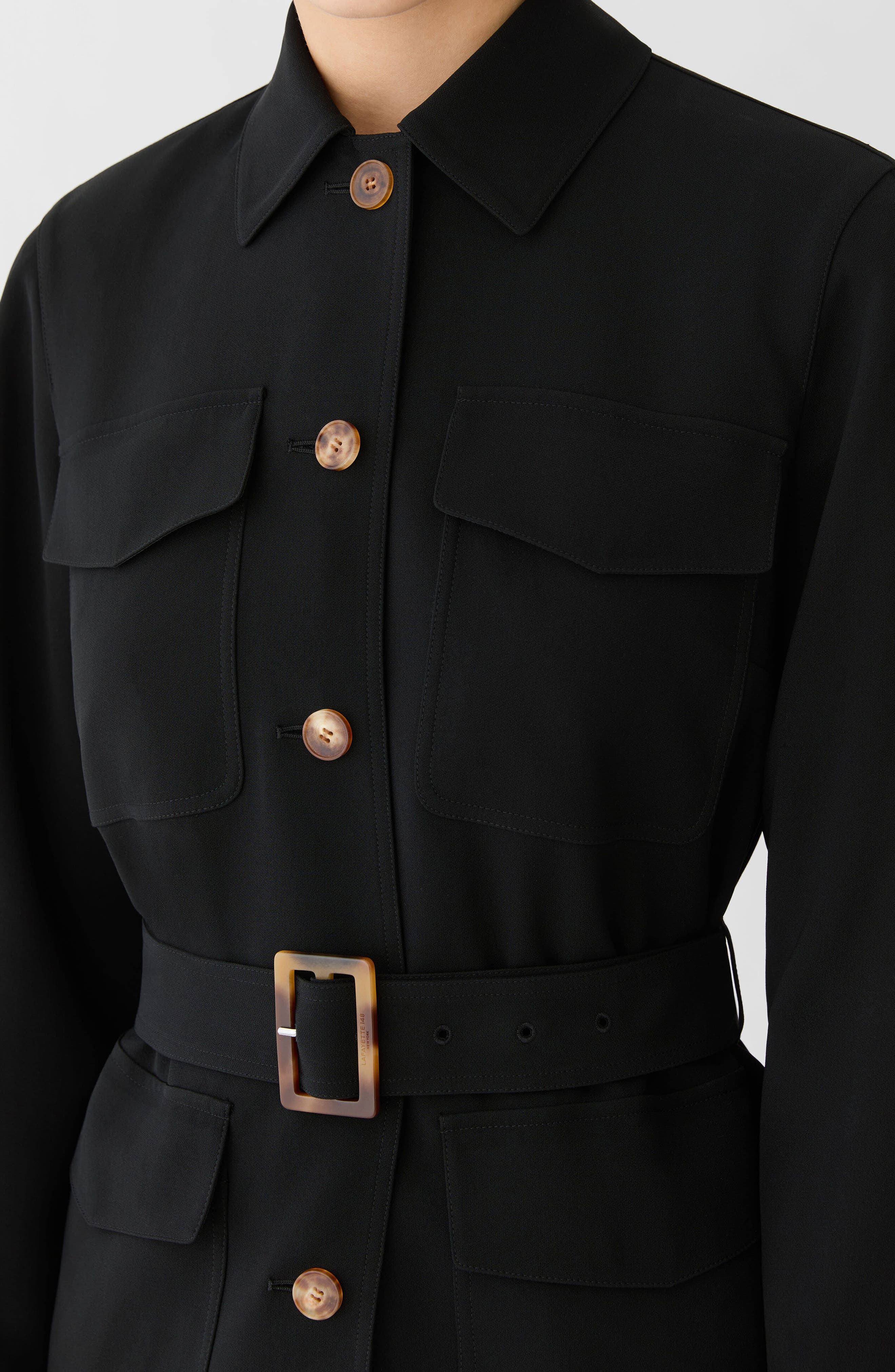 Lafayette 148 New York Belted Responsible Finesse Crepe Shirt Jacket — фото 3