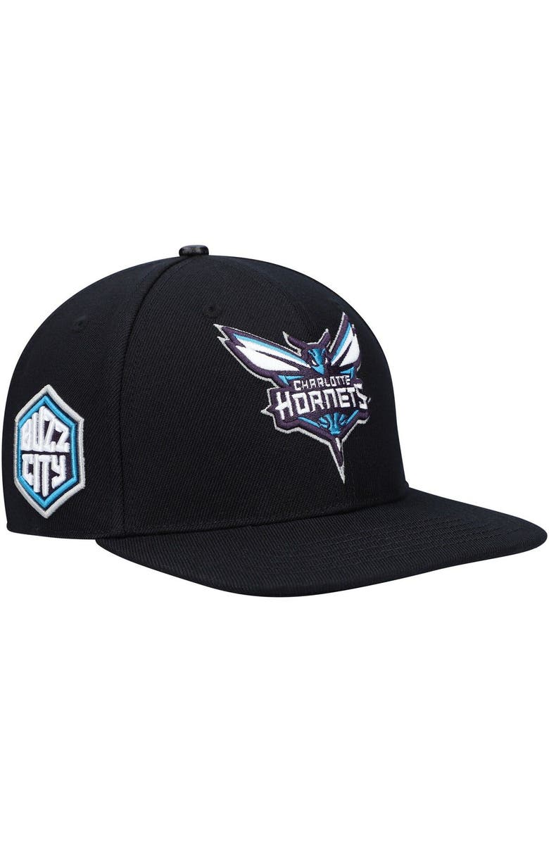 PRO STANDARD Men's Pro Standard Black Charlotte Hornets Primary Logo Snapback Hat, Alternate, color,