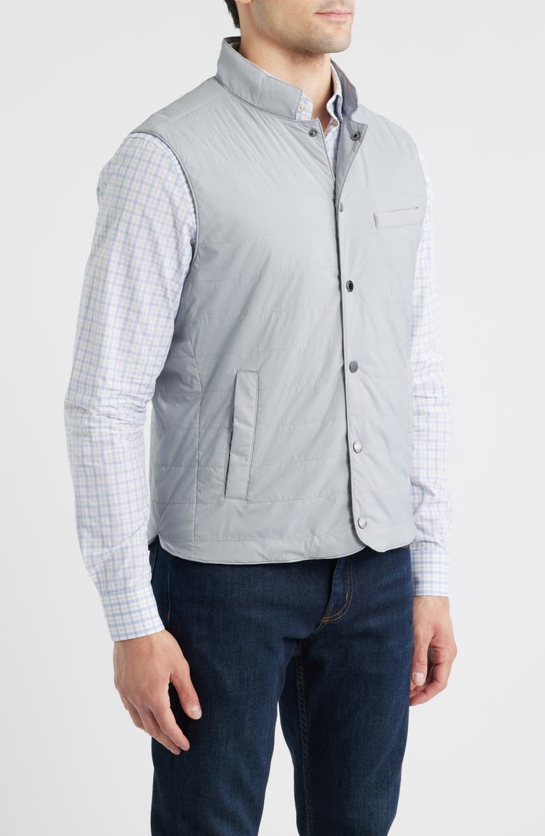 johnnie-O Bauer Quilted Water Resistant Snap-Up Vest, Alternate, color, Gray