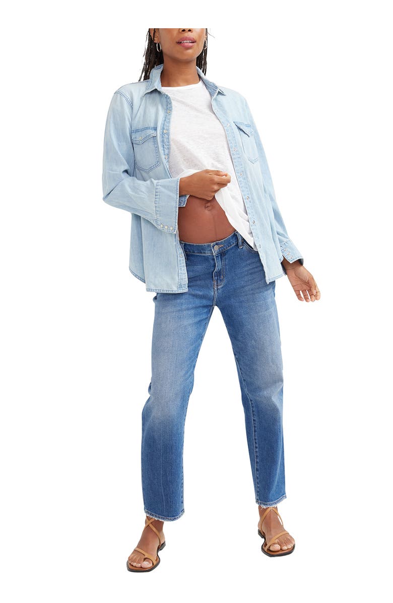 HATCH The Denim Maternity Shirt, Alternate, color, Light Wash