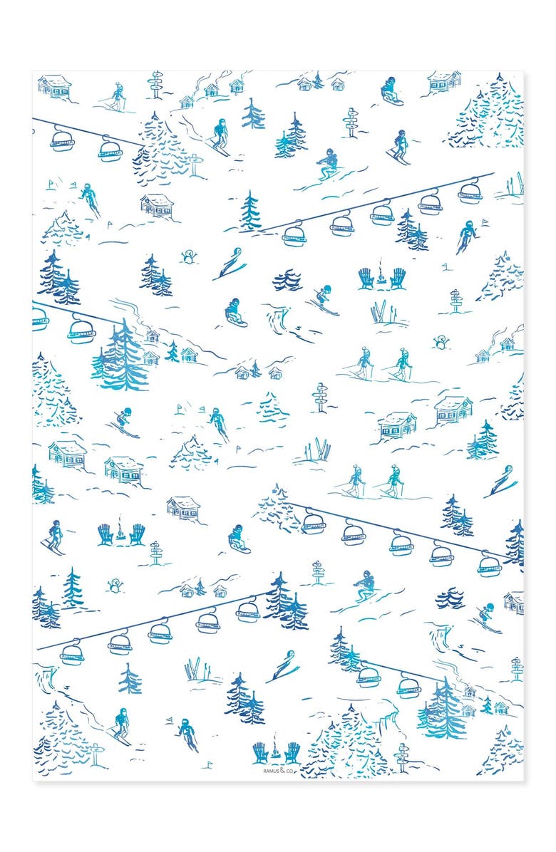 Ramus & Co Eight Sheets Two-Sided Ski Toile & Pine Forest Heavyweight Gift Wrap, Alternate, color, Multicolored