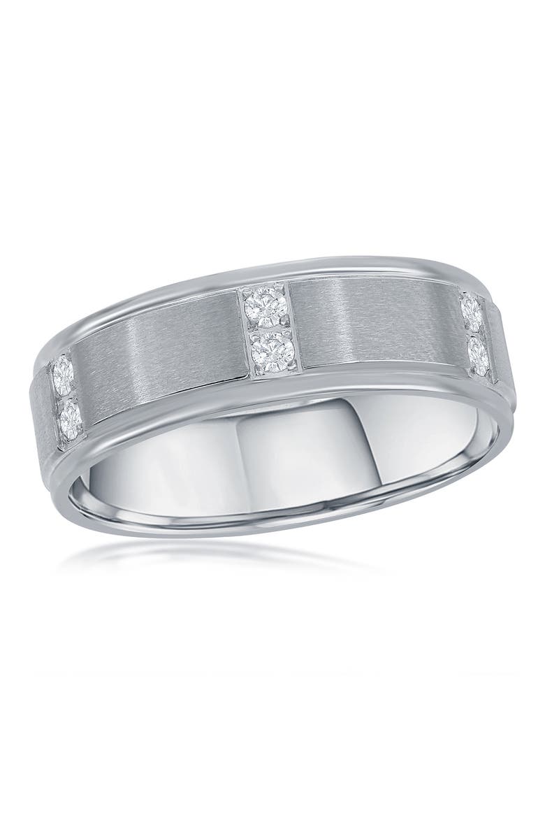 Brushed & Polished CZ Ring, Main, color, SILVER