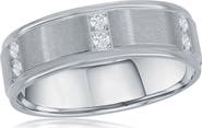 BLACKJACK Brushed & Polished CZ Ring