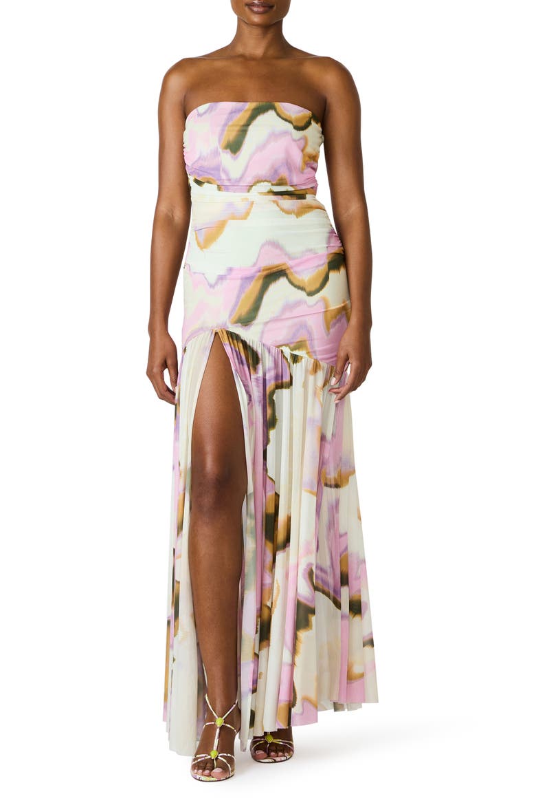 Kerrie Strapless Dress, Main, color, IVORY MULTI