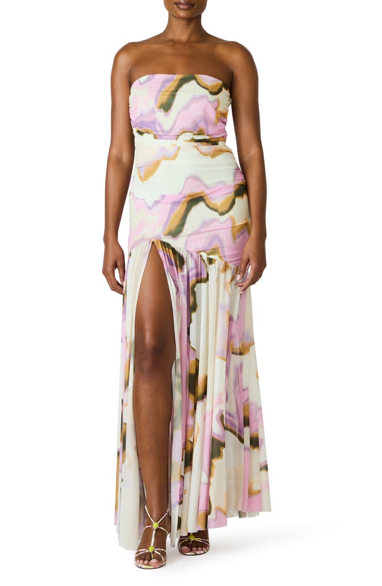 Steve Madden Kerrie Strapless Dress, Main, color, Ivory Multi