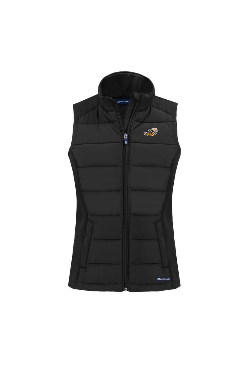 Cutter & Buck Women's Cutter & Buck  Black Akron RubberDucks Evoke Hybrid PrimaLoft Eco Softshell Recycled Full-Zip Vest, Alternate, color, Black