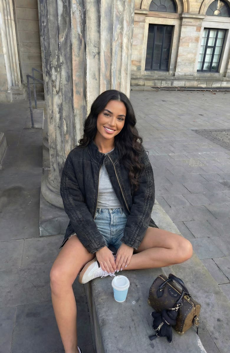 Modenaire Quilted Fleece Long Sleeve Jacket, Alternate, color, Charcoal Grey