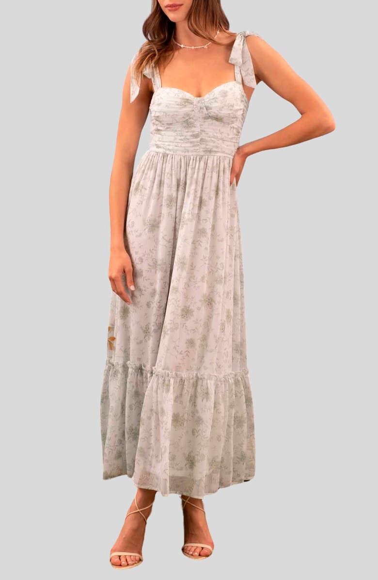 Blu Pepper Shoulder Tie Midi Dress, Main, color,