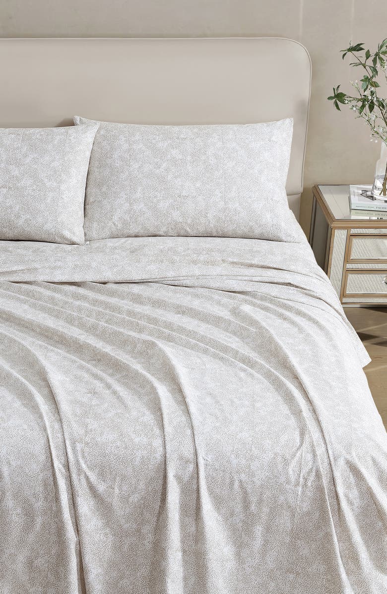 Tahari Seward Four-Piece Queen Sheet Set, Alternate, color, Feather Gray (Taupe)