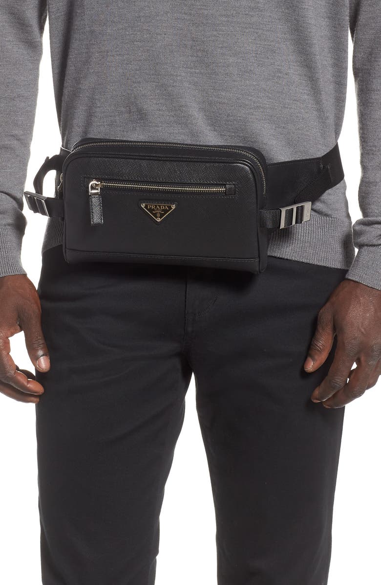 Prada Saffiano Leather Belt Bag, Alternate, color,