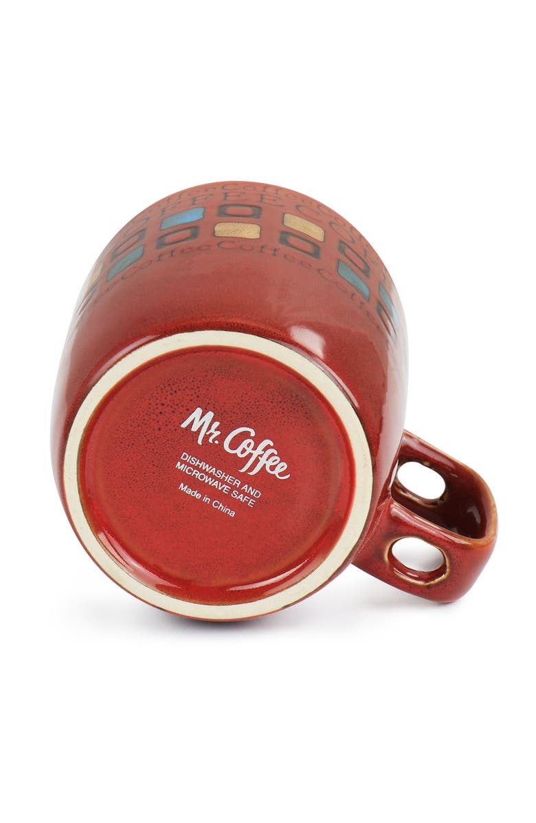 Mr. Coffee Cafe Americano 8 Piece 13oz Ceramic Cup and Spoon Set, Alternate, color, Blue